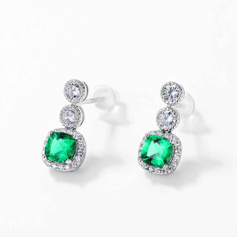 Emerald Drop Earrings - May Birthstone Earrings