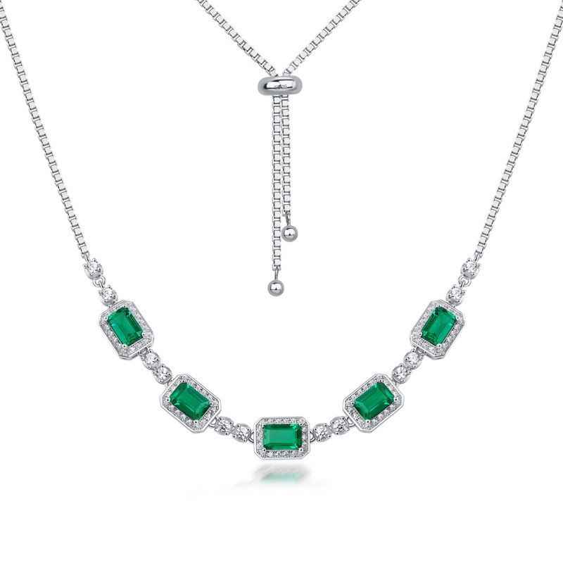 Emerald Diamond Necklace - May Birthstone Necklace