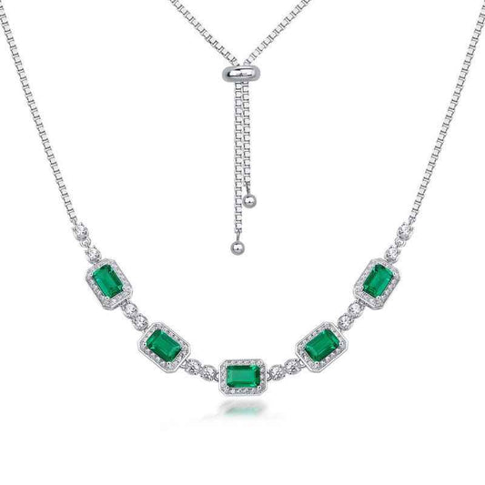 Emerald Diamond Necklace - May Birthstone Necklace