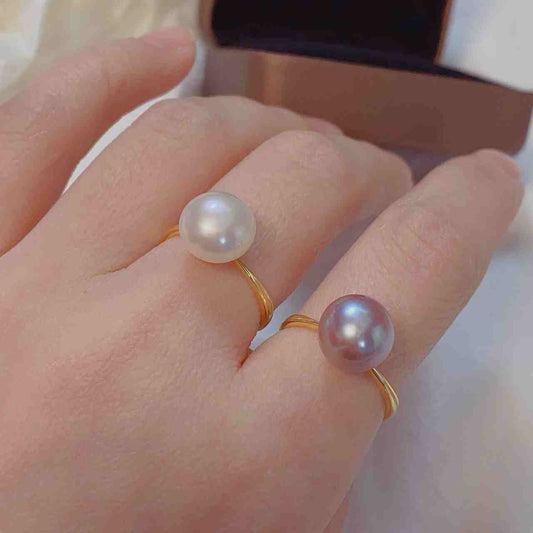 Gold Pearl Rings - June Birthstone Ring