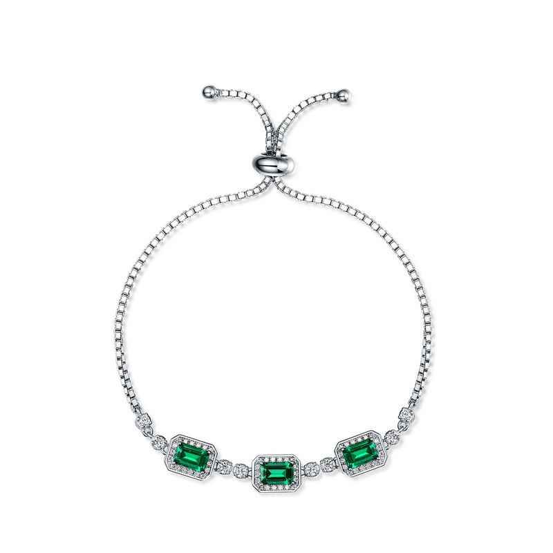 Emerald Diamond Bracelet - May Birthstone Bracelet