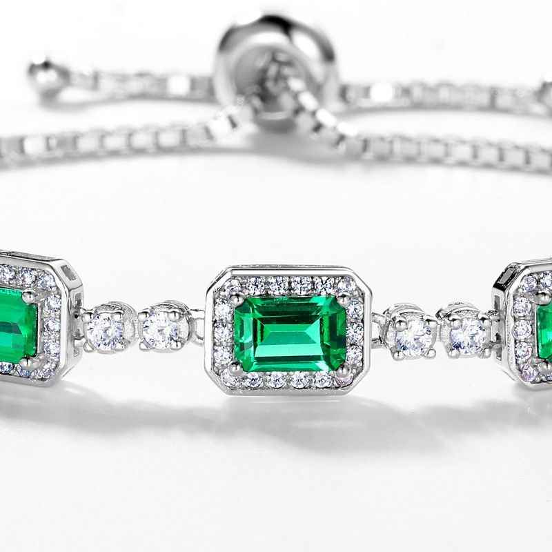 Emerald Diamond Bracelet - May Birthstone Bracelet