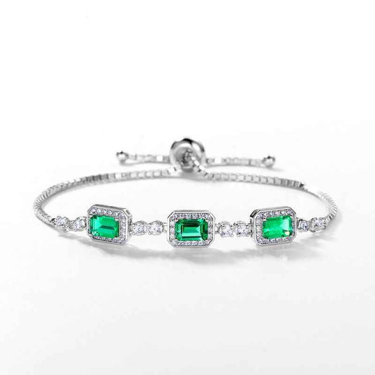 Emerald Diamond Bracelet - May Birthstone Bracelet