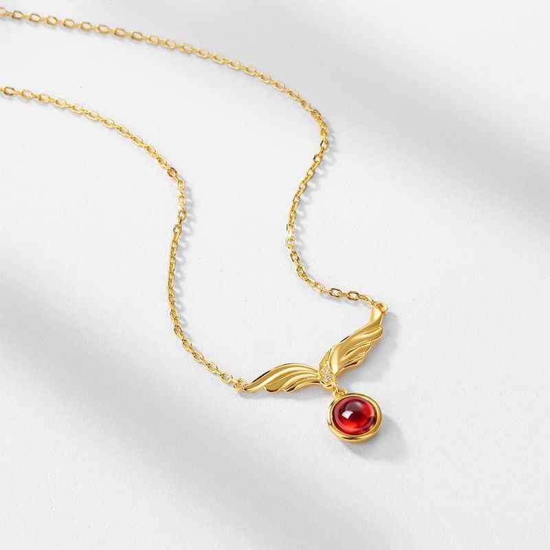 Garnet Necklace Gold - January Birthstone Necklace