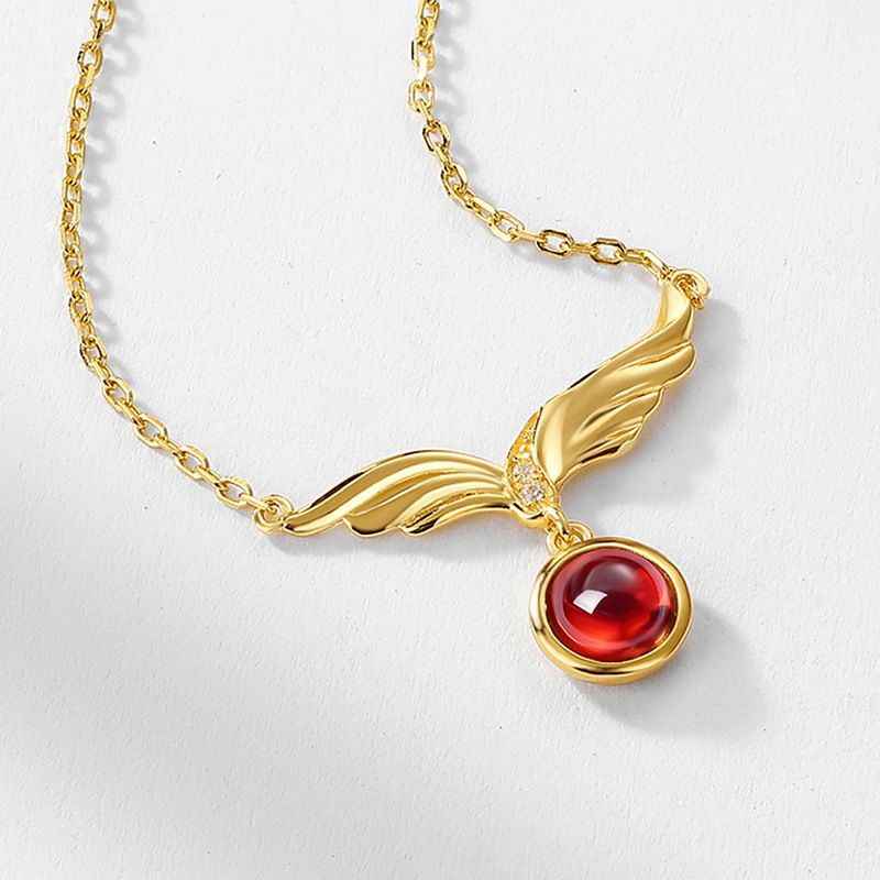 Garnet Necklace Gold - January Birthstone Necklace