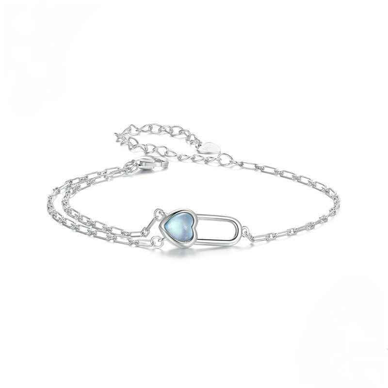 Aquamarine Crystal Bracelet - March Birthstone Bracelet - Double Chain Bracelet