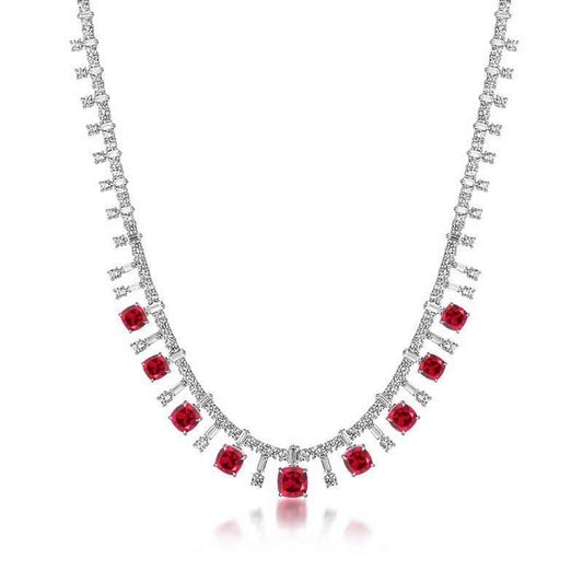 Silver Ruby Necklace - July Birthstone Necklace