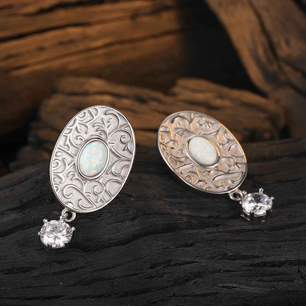 Opal Drop Earrings - October Birthstone Earrings