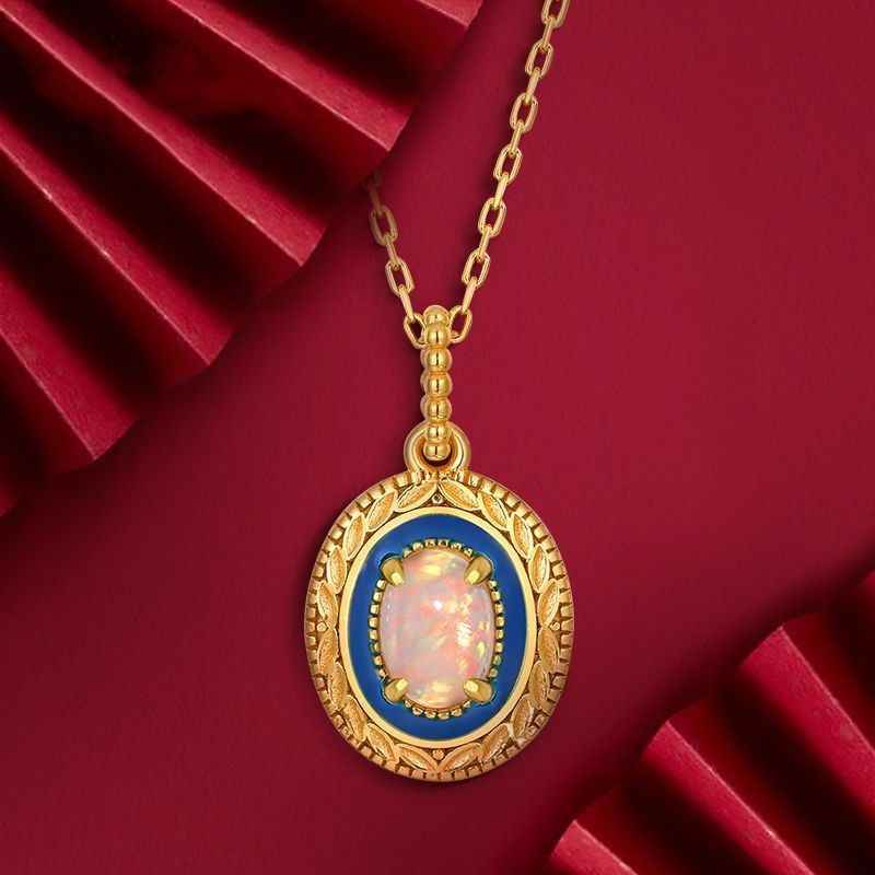 Opal Gold Necklace - October Birthstone Necklace