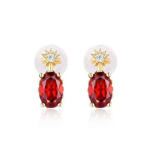 Garnet Earrings Gold - January Birthstone Earrings