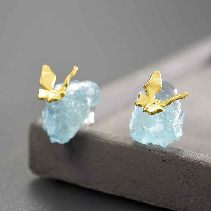 Aquamarine Stud Earrings - March Birsthone Jewelry