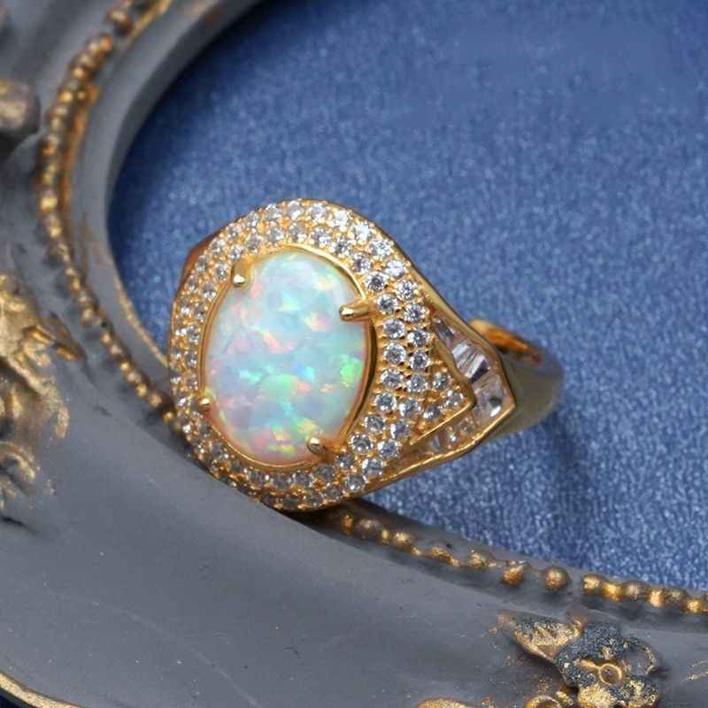 Gold Opal Ring - October Birthstone Jewelry