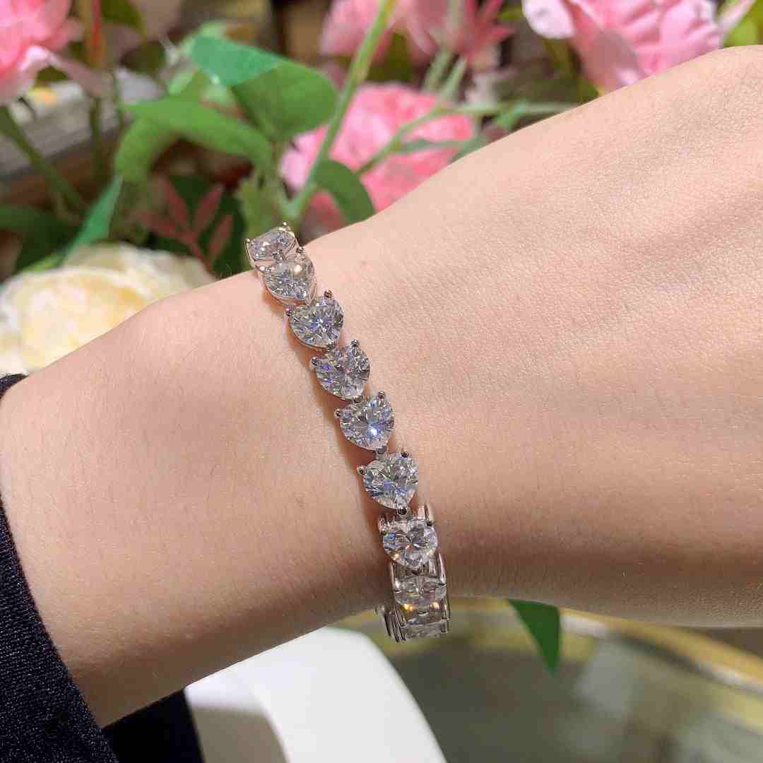 Diamond Silver Bracelet - Apirl Birthstone Jewelry