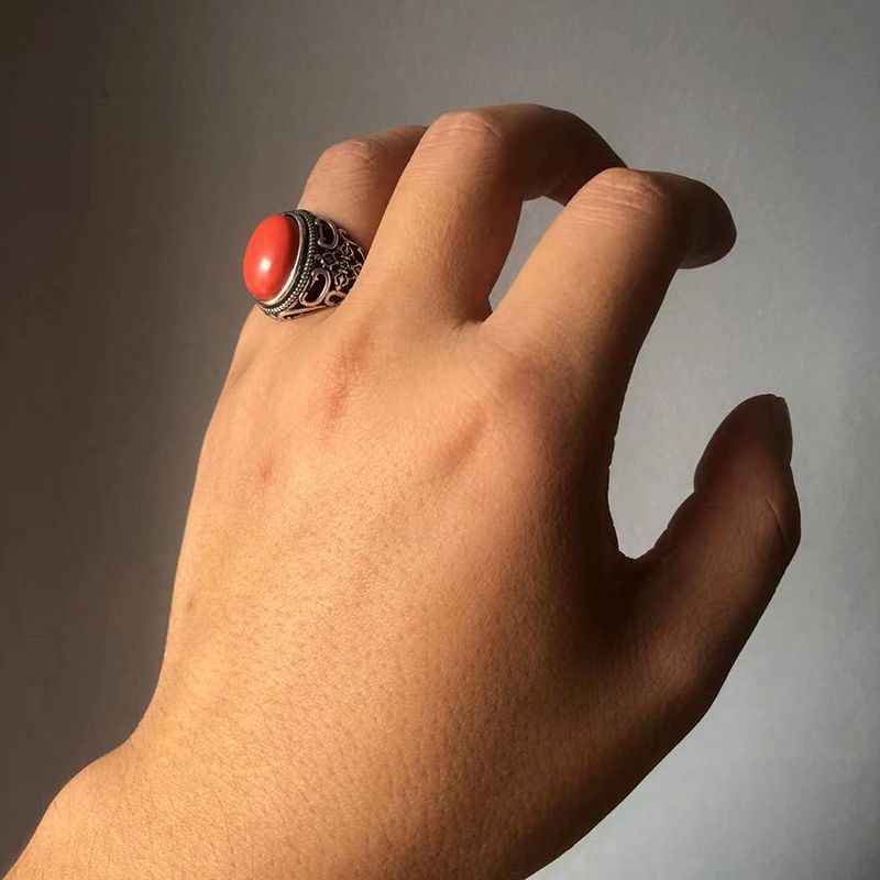 Red Coral Ring for Men - Fortune Ring