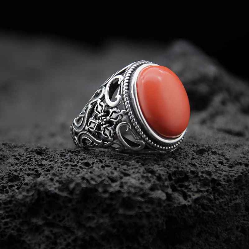 Red Coral Ring for Men - Fortune Ring