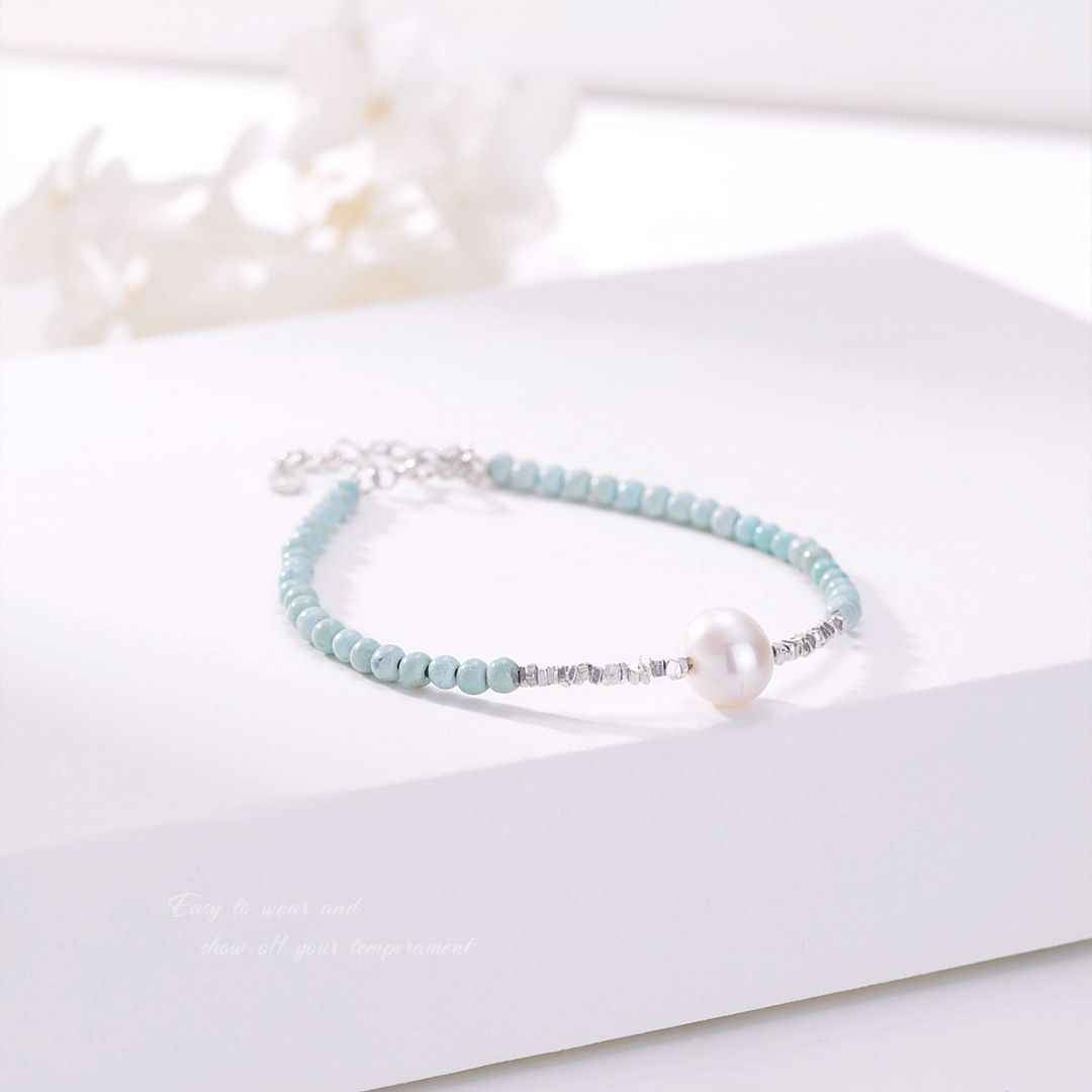 Pearl and Turquoise Silver Bracelet