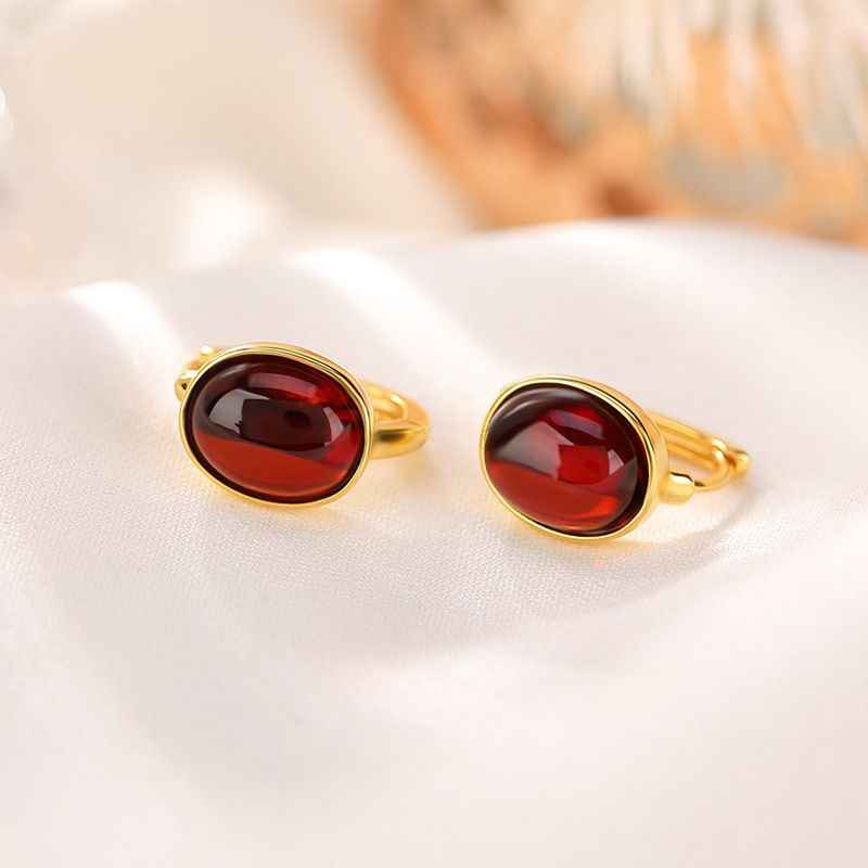 Blood Amber Hoop Earrings