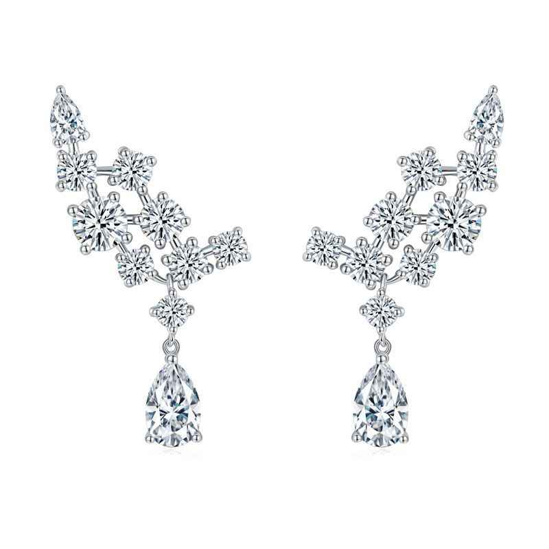 Diamond Moissanite Drop Earrings - April Birthstone Earrings