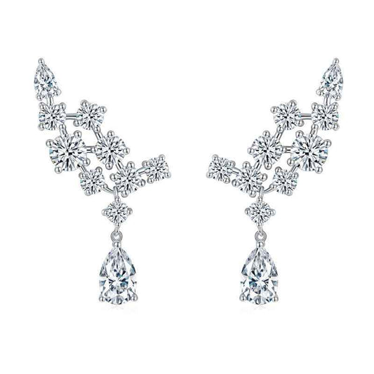 Diamond Moissanite Drop Earrings - April Birthstone Earrings