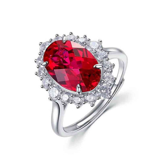 Red Ruby Ring - Silver Wedding Ring