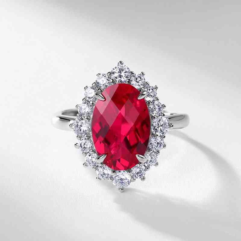 Red Ruby Ring - Silver Wedding Ring