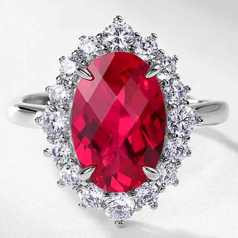 Red Ruby Ring - Silver Wedding Ring