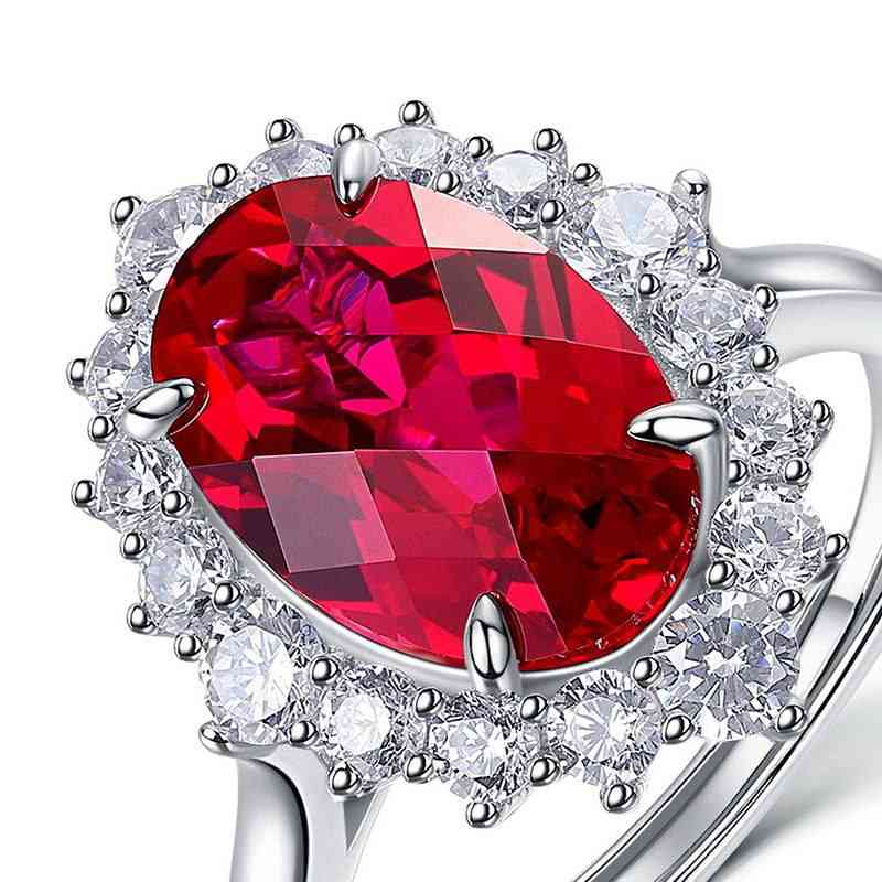 Red Ruby Ring - Silver Wedding Ring