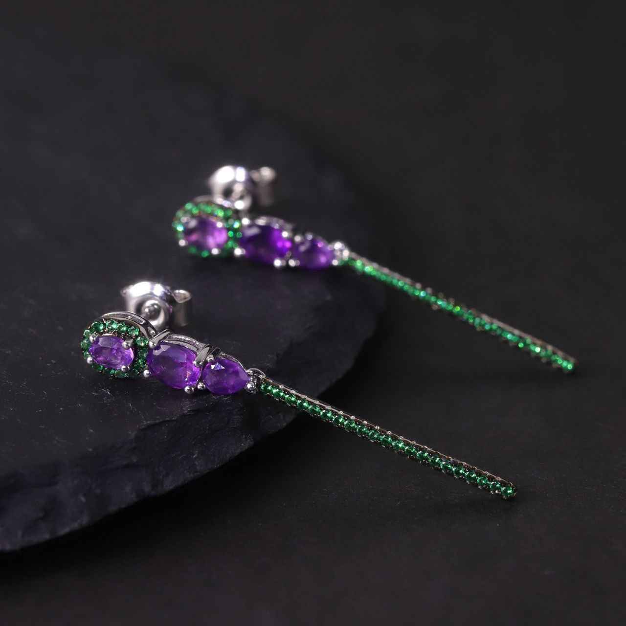 Amethyst Drop Earrings - Dragonfly Earrings