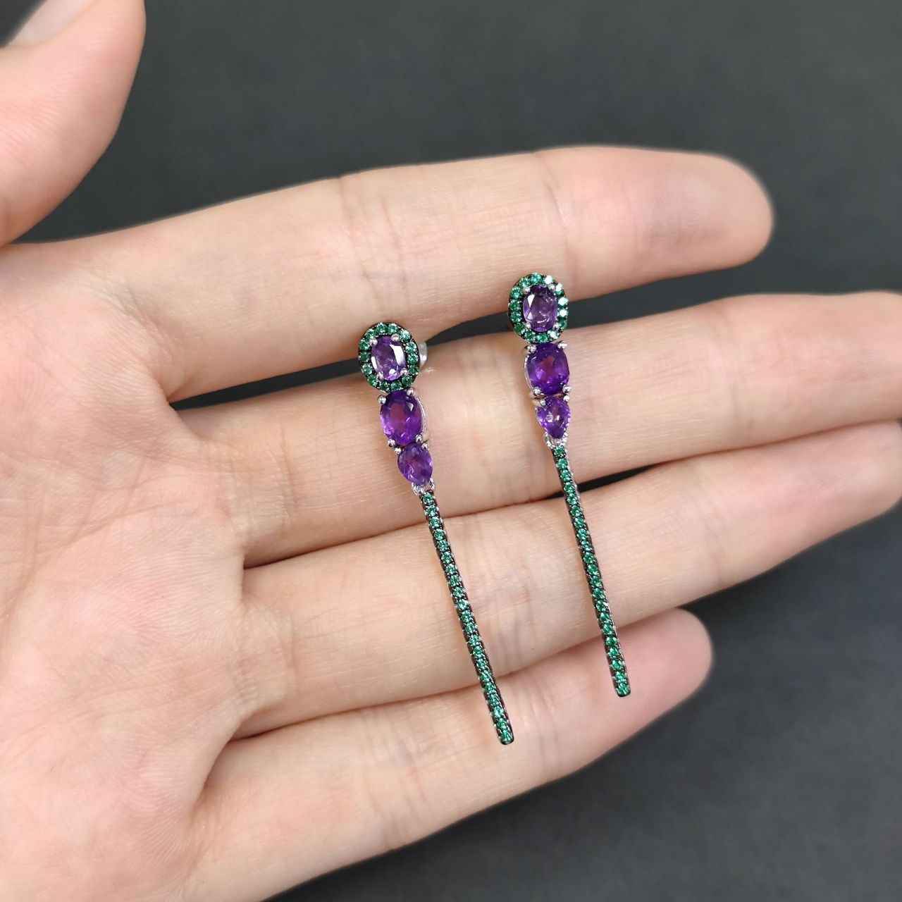 Amethyst Drop Earrings - Dragonfly Earrings