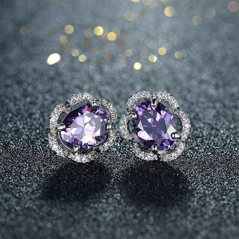 Amethyst Stud Earrings - February Birthstone Jewelry