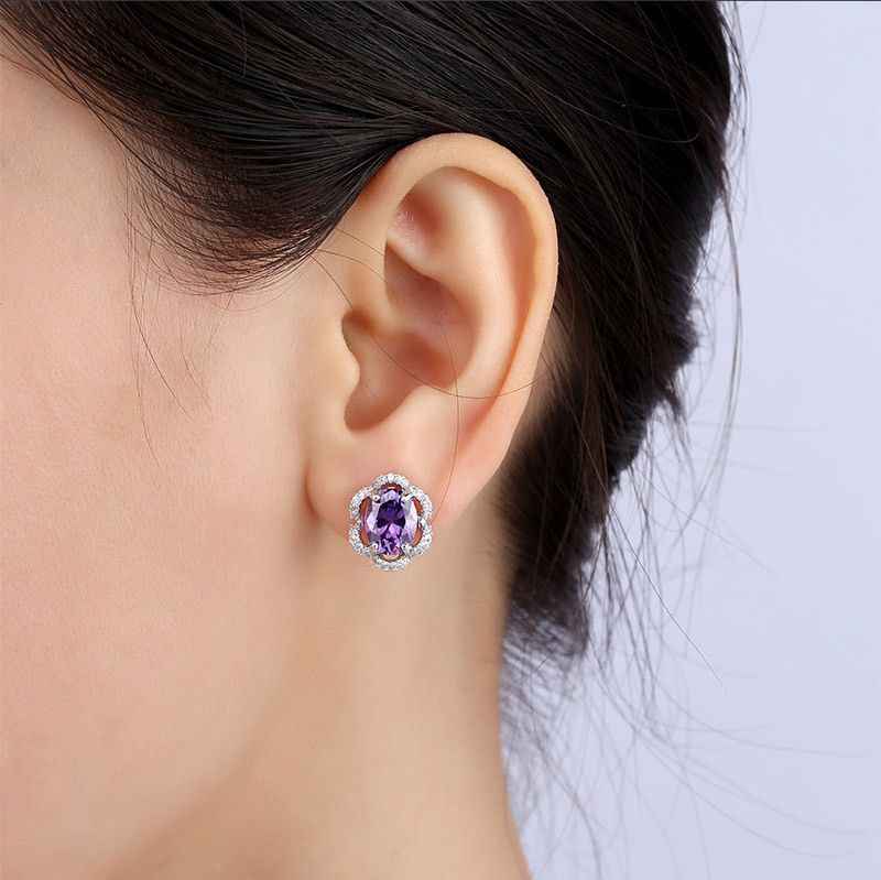 Amethyst Stud Earrings - February Birthstone Jewelry