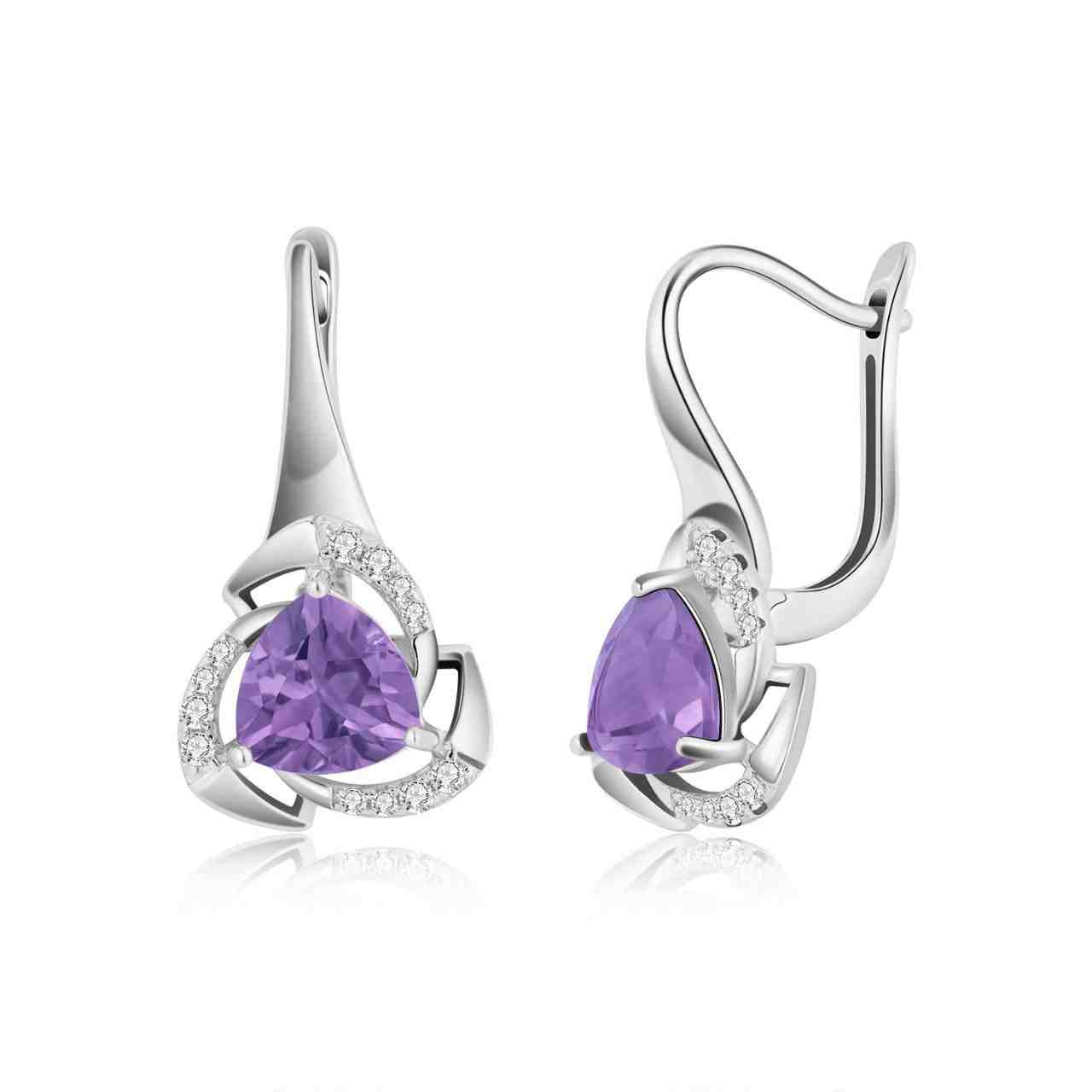 Amethyst Hoop Earrings - February Birthstone Jewelry