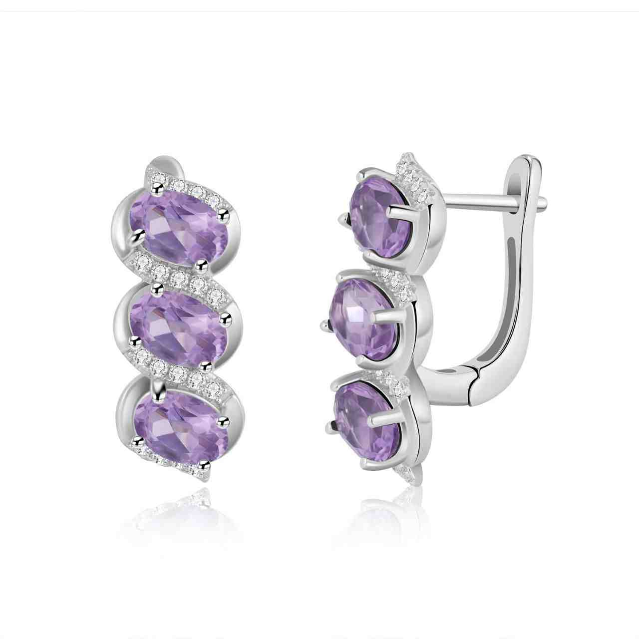 Amethyst Hoop Earrings - February Birthstone Jewelry