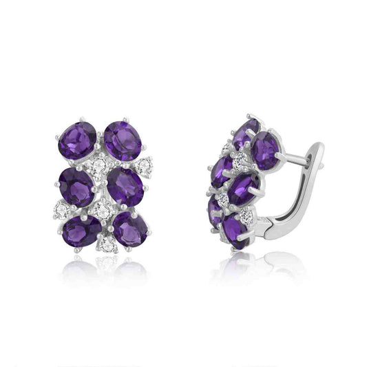 Amethyst Hoop Earrings - February Birthstone Jewelry