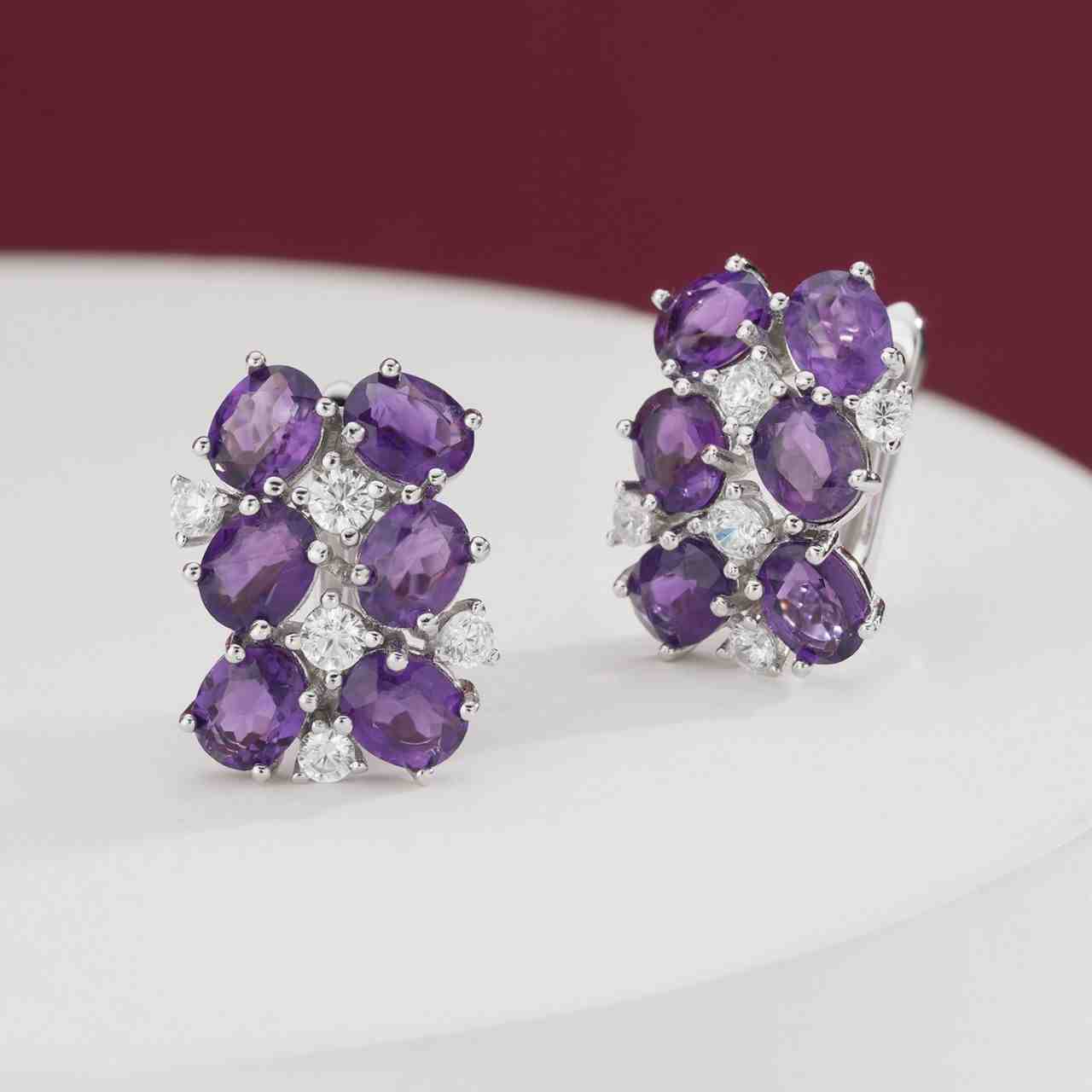 Amethyst Hoop Earrings - February Birthstone Jewelry