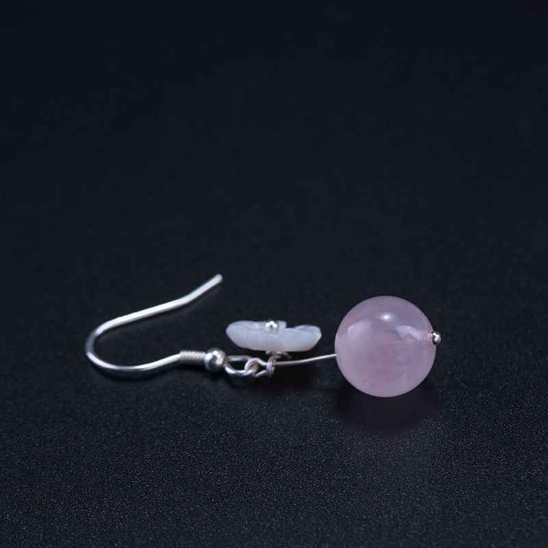 Rose Quartz Drop Earrings - Flower Jewelry