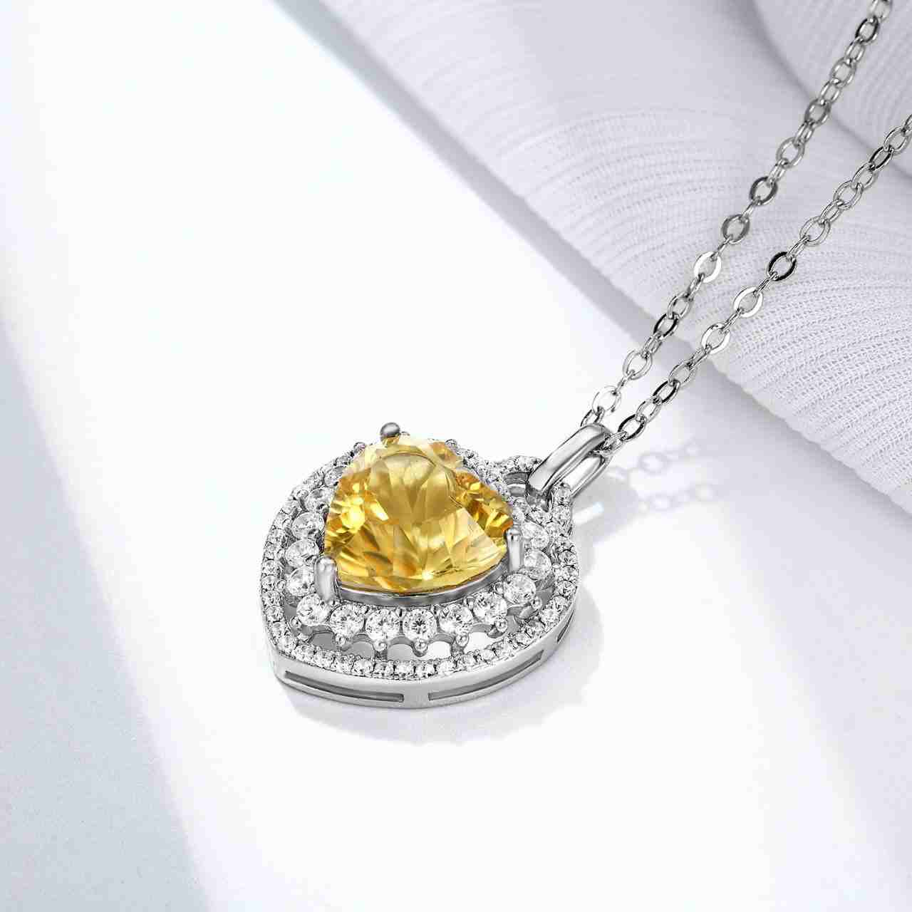 Citrine Necklace - Crystal Heart Necklace