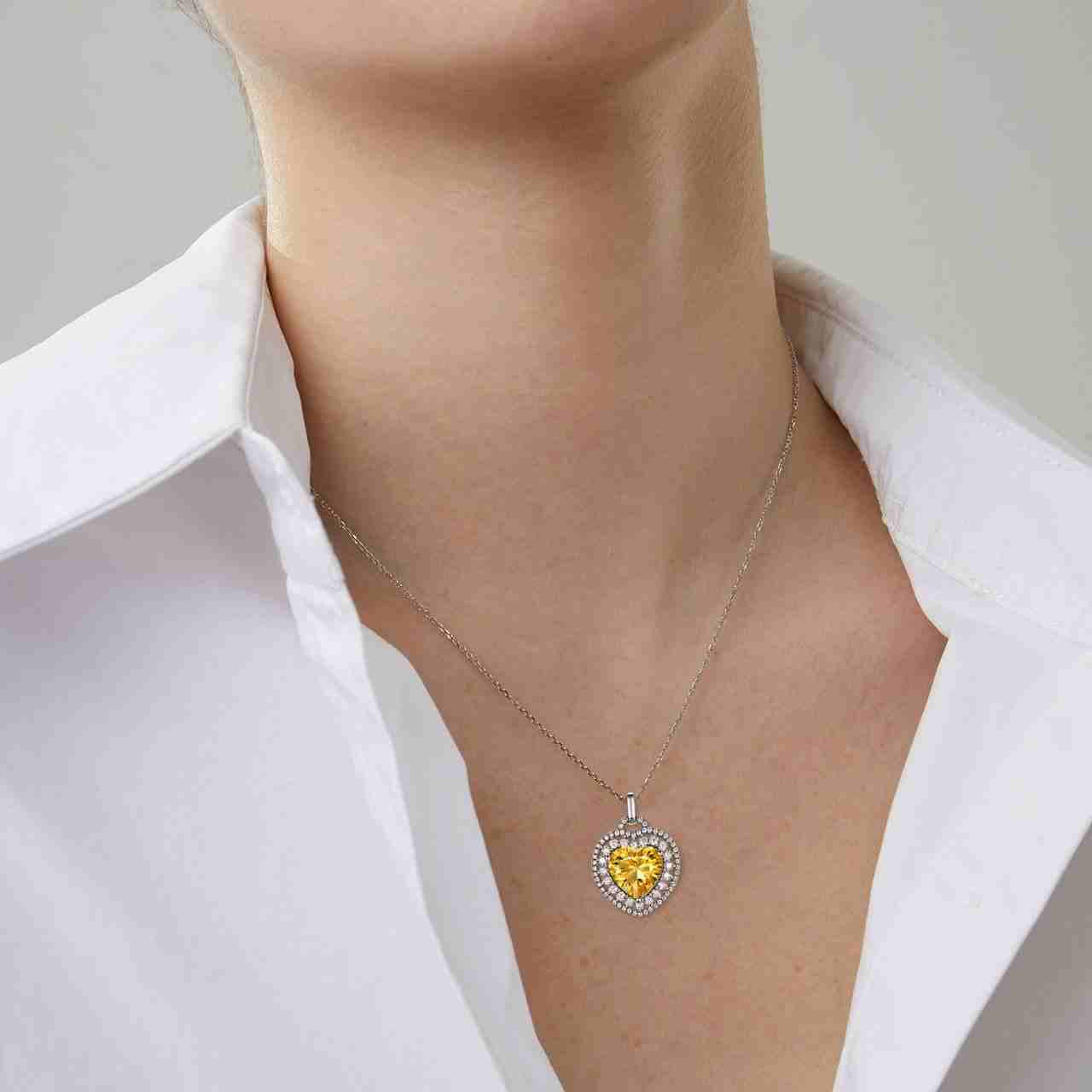 Citrine Necklace - Crystal Heart Necklace