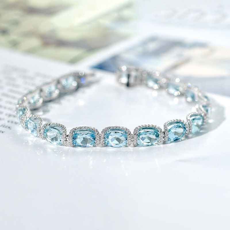 Aquamarine Crystal Bracelet - March Birthstone Jewelry