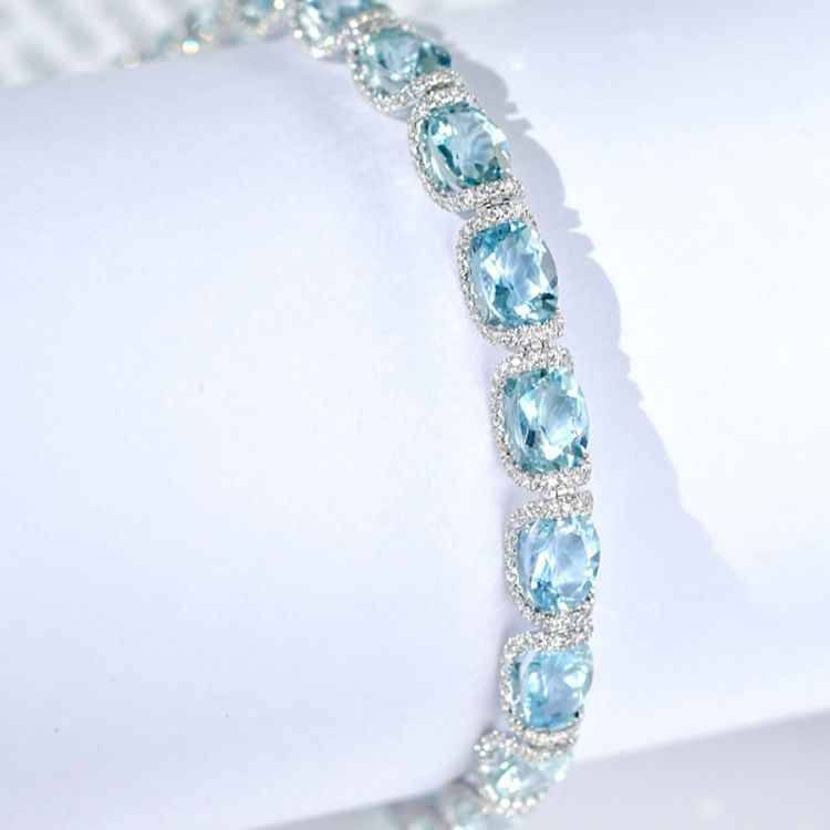 Aquamarine Crystal Bracelet - March Birthstone Jewelry