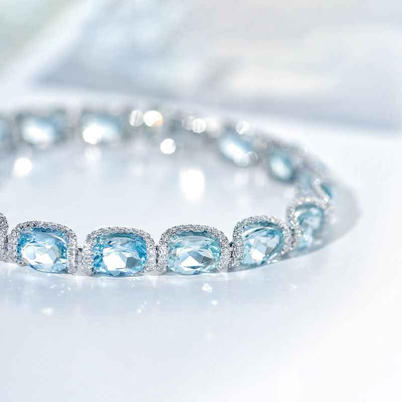 Aquamarine Crystal Bracelet - March Birthstone Jewelry