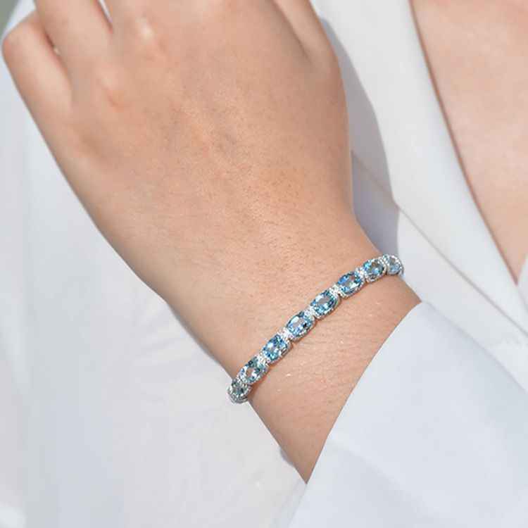 Aquamarine Crystal Bracelet - March Birthstone Jewelry