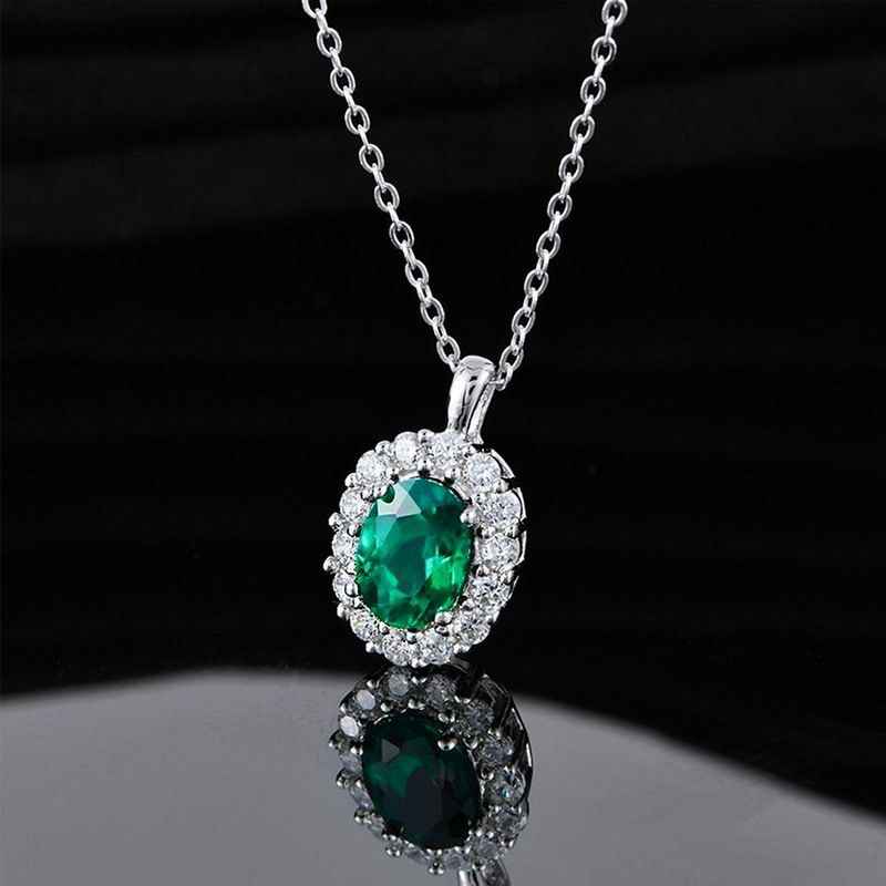 Emerald Pendant Necklace - Oval Pendant