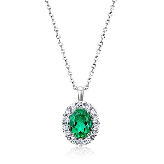 Emerald Pendant Necklace - Oval Pendant