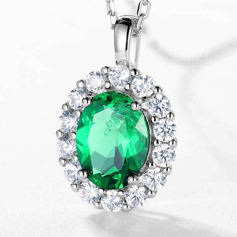 Emerald Pendant Necklace - Oval Pendant