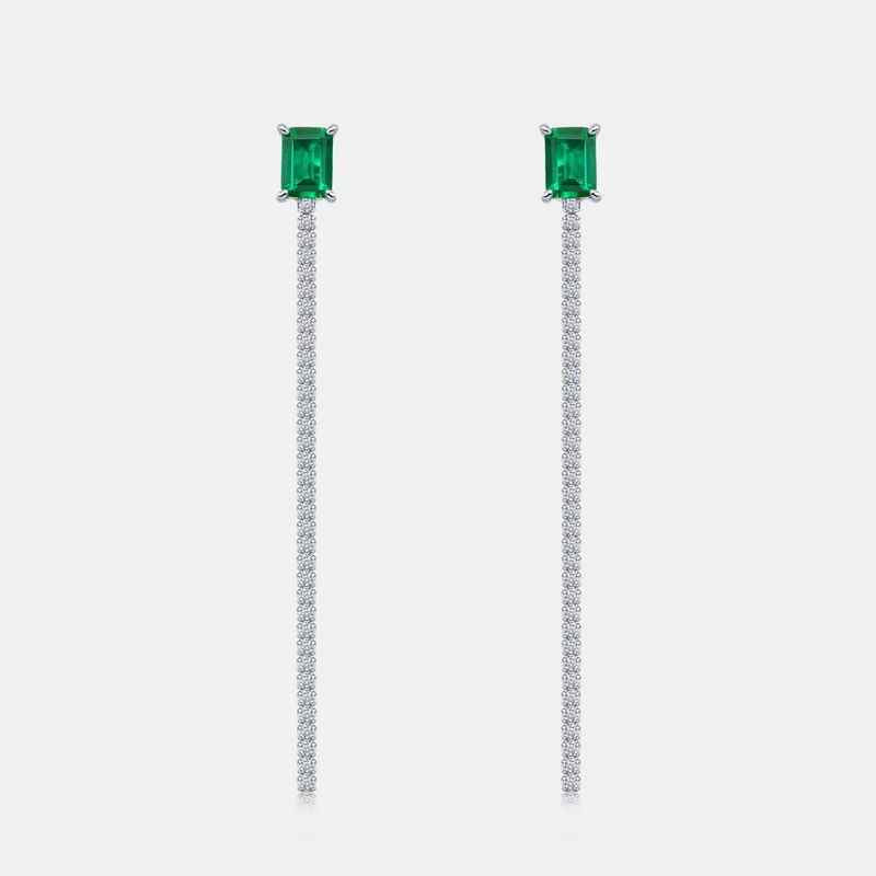 Emerald Tennis Chains Earrings - May Birthstone Jewely