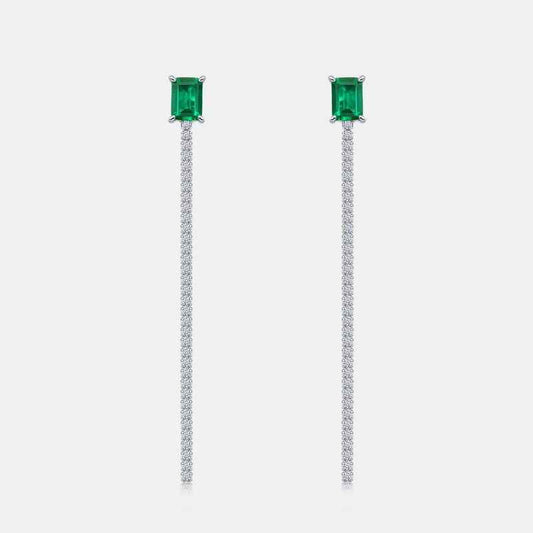 Emerald Tennis Chains Earrings - May Birthstone Jewely