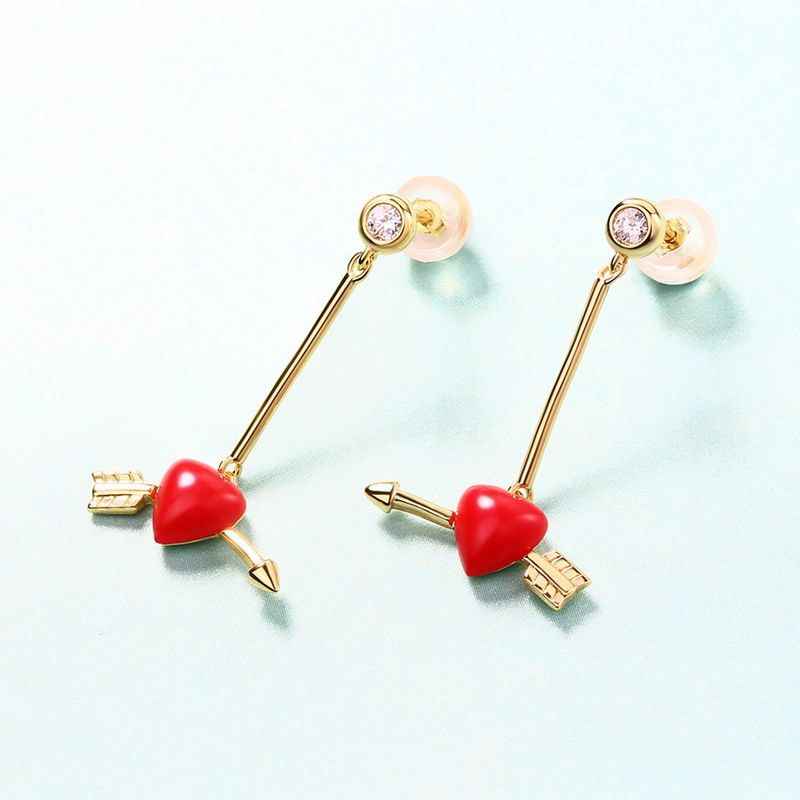 Red Coral Earrings Gold