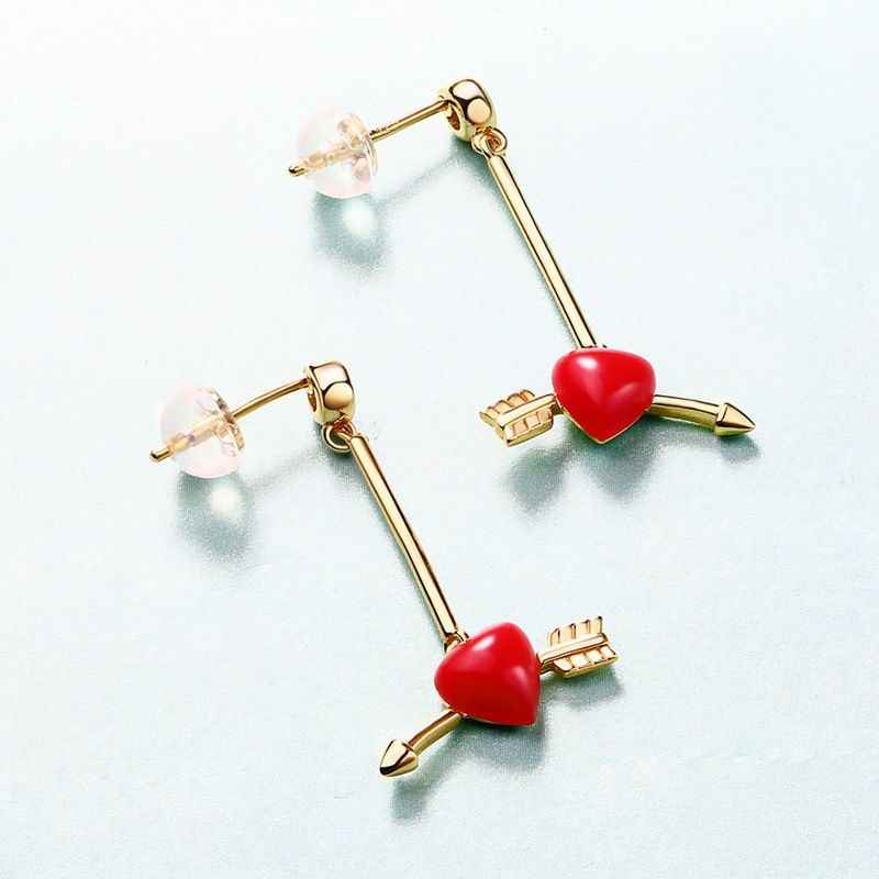 Red Coral Earrings Gold