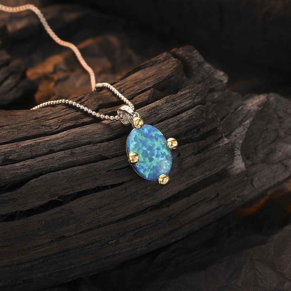 Blue Opal Necklace - October Birthstone Jewelry